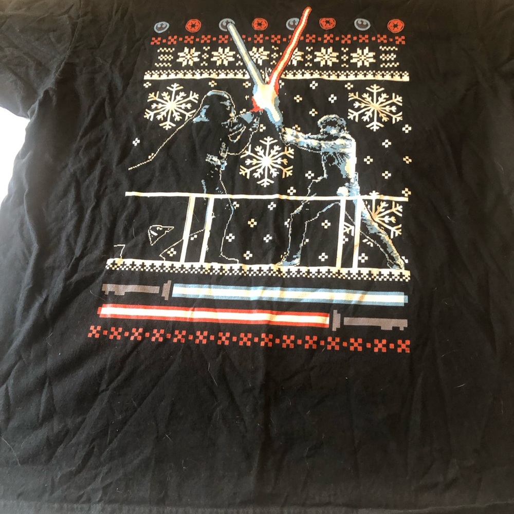 Black Graphic T-Shirt with Star Wars Holiday Design